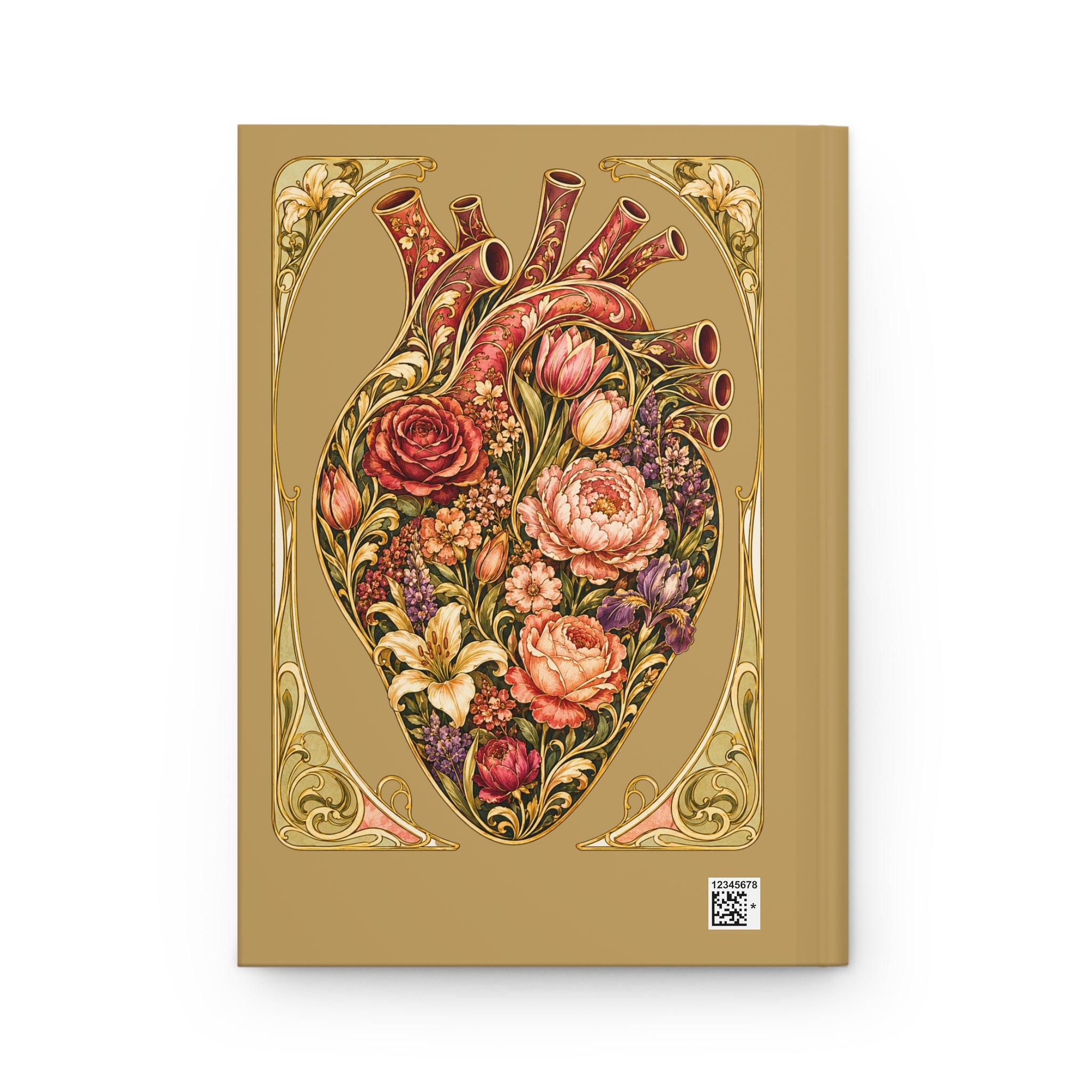 Floral Anatomical Heart Hardcover Journal — Vintage Botanical Sketch Notebook