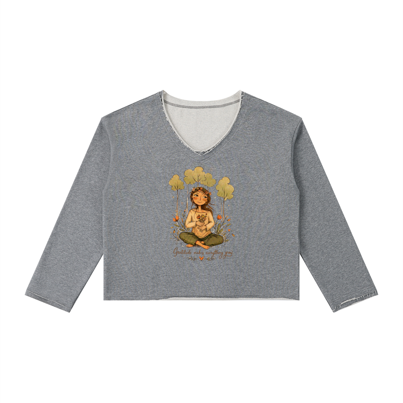 Gratitude Women's Raw Hem Long Sleeve T-Shirt