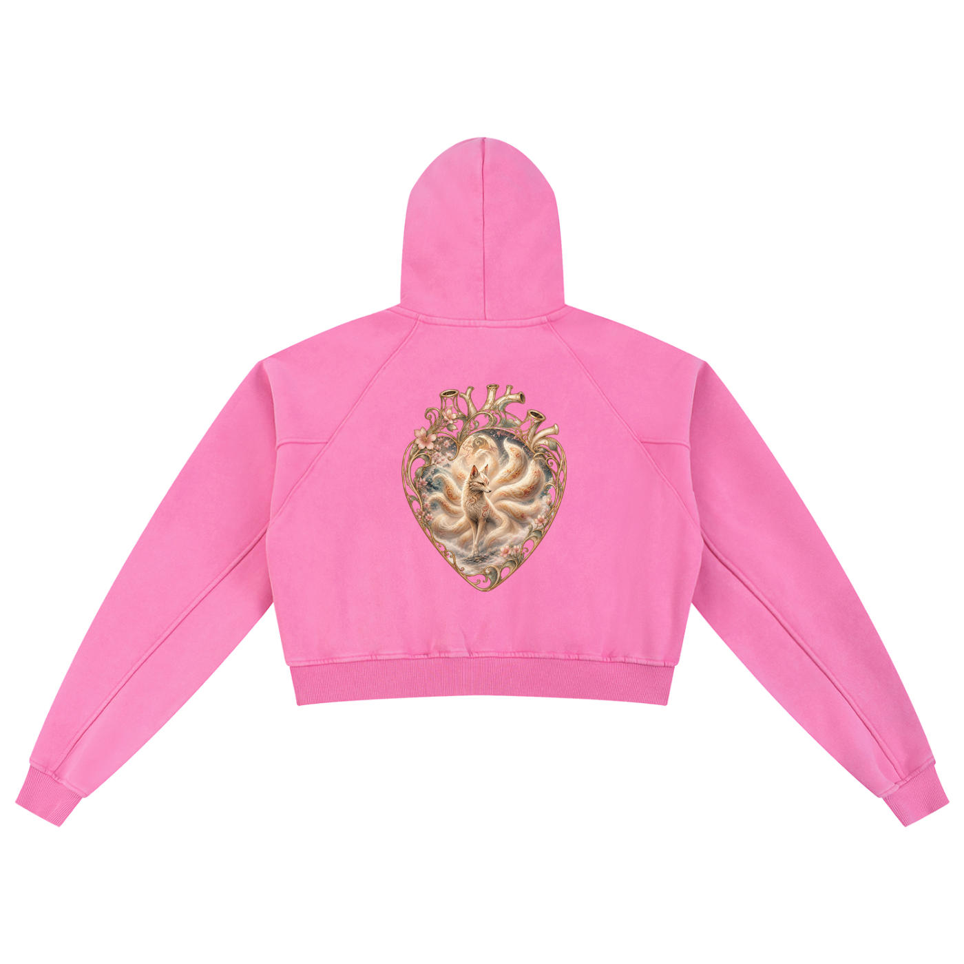 Nine Tail Snow Washed Cropped Hoodie
