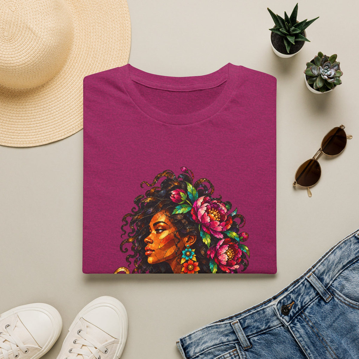 Peonies Stained Glass Graphic Tee