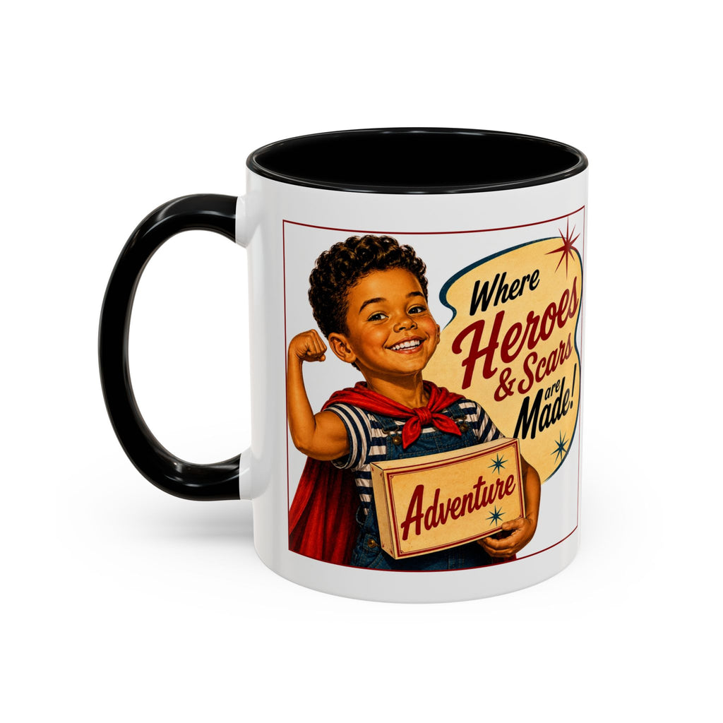 Retro 'Where Heroes & Scars Are Made' Accent Coffee Mug (11/15 oz)