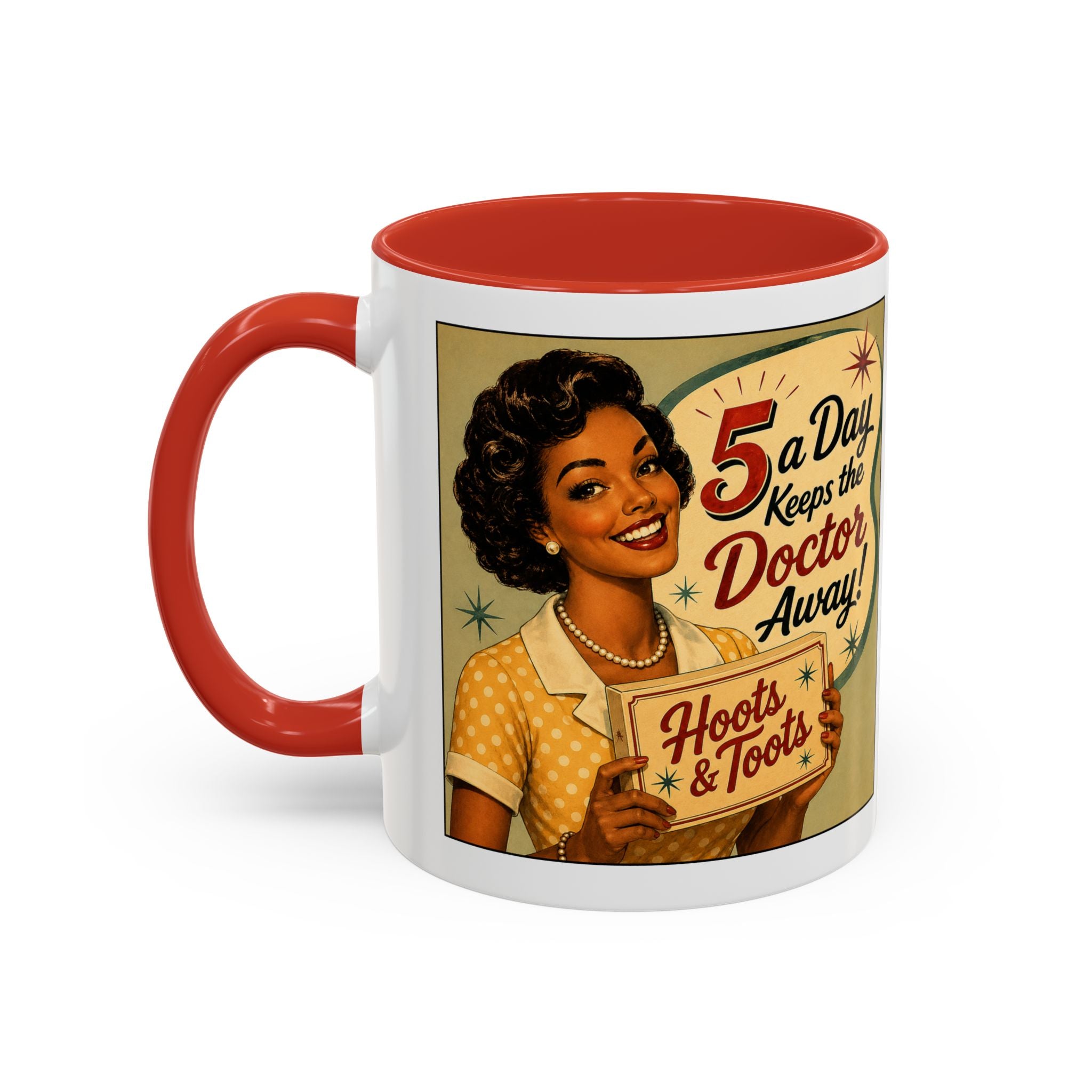 Vintage Coffee Mug – “A Day Keeps the Doctor Away!” Retro Diner Design (11/15oz)