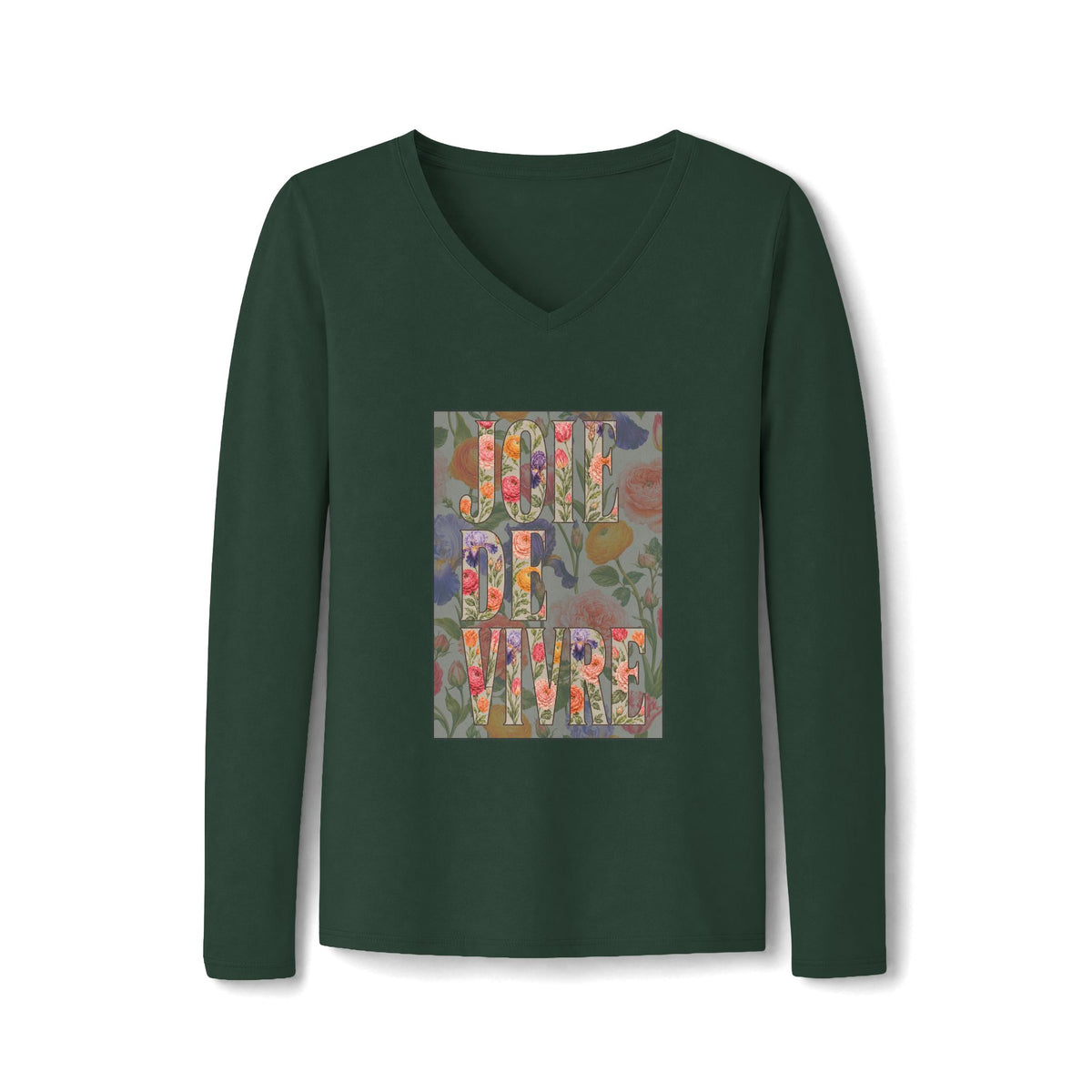 Joie de Vivre Floral V-Neck Tee — Women's Long Sleeve