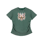Fox Mask Vintage Washed Bodycon Cotton T-Shirt