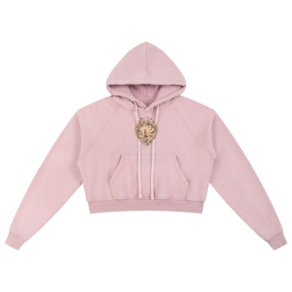Nine Tail Snow Washed Cropped Hoodie
