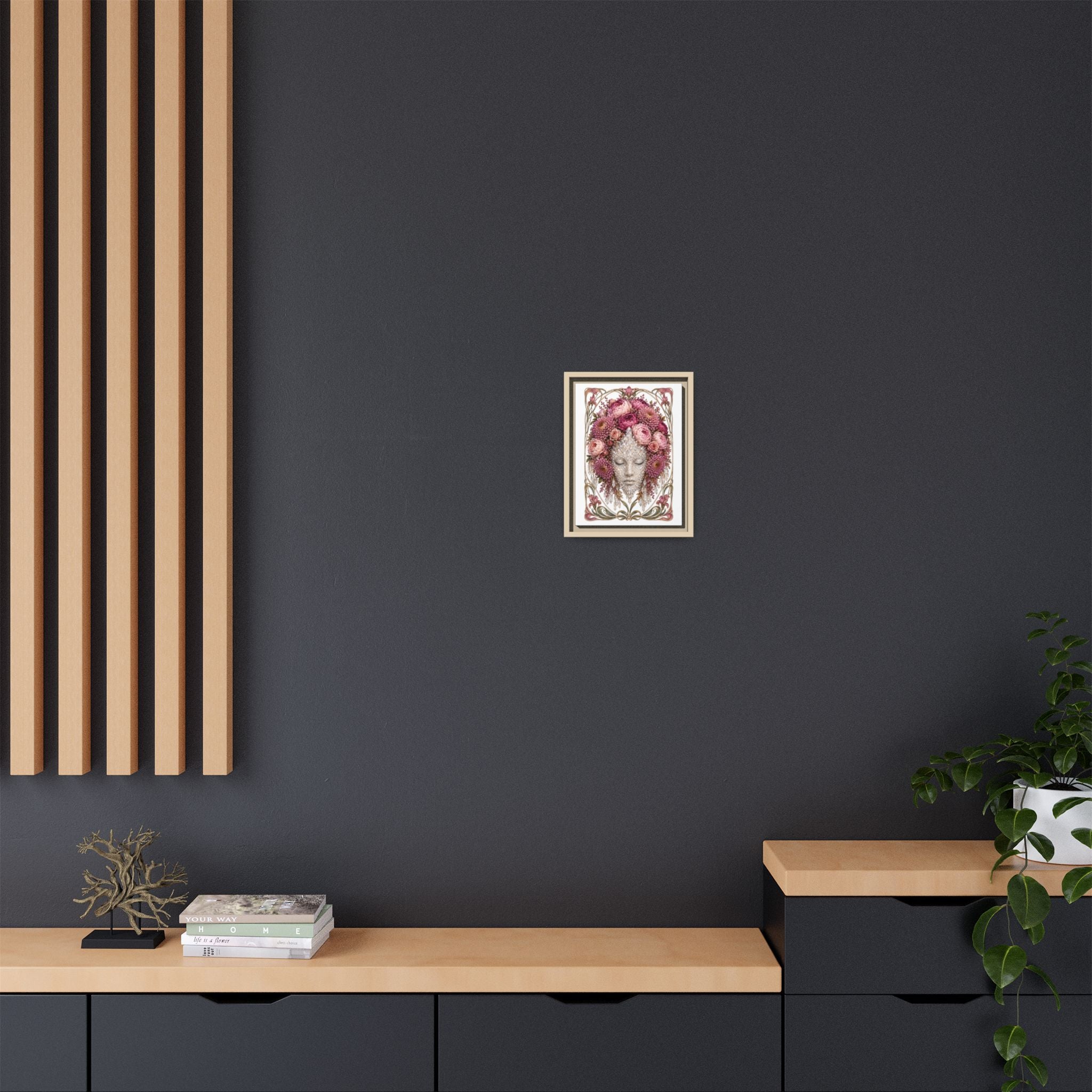Framed Crystal Floral Muse Canvas Print — Botanical Portrait Wall Art