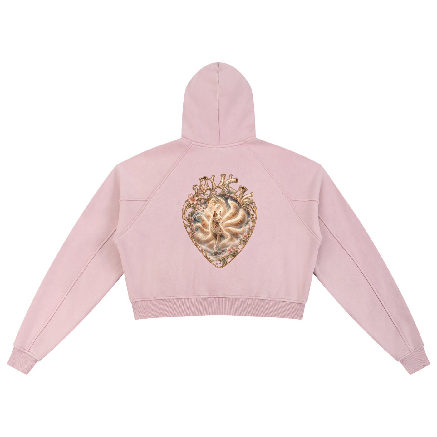 Nine Tail Snow Washed Cropped Hoodie