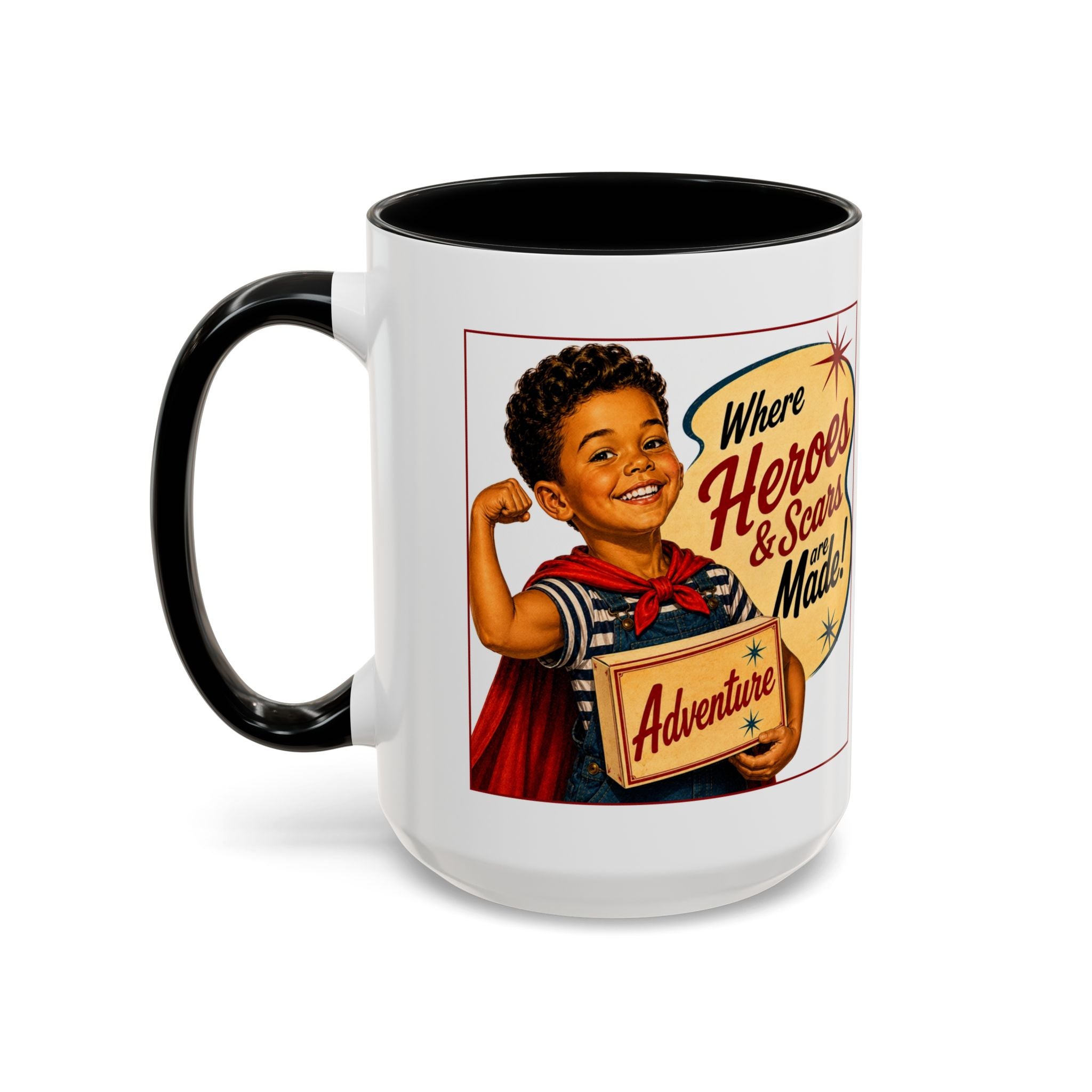 Retro 'Where Heroes & Scars Are Made' Accent Coffee Mug (11/15 oz)