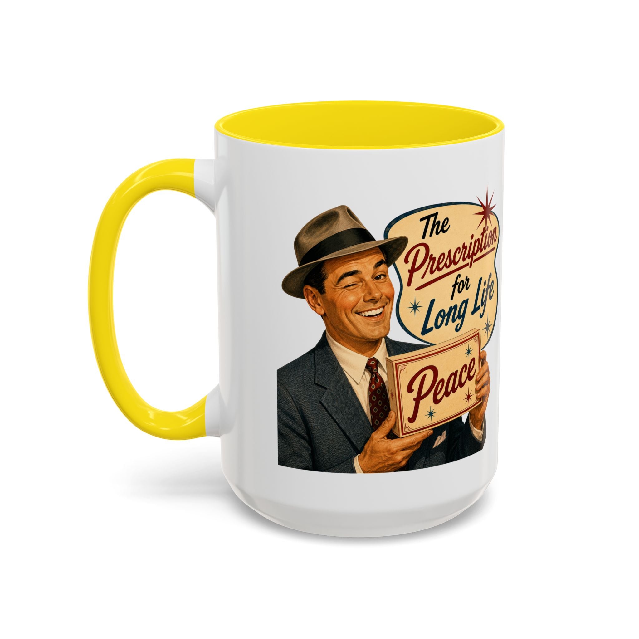 "Peace For a Long Life" Vintage Accent Coffee Mug