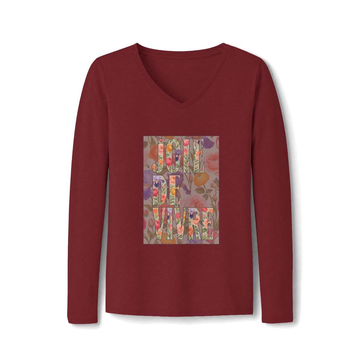 Joie de Vivre Floral V-Neck Tee — Women's Long Sleeve