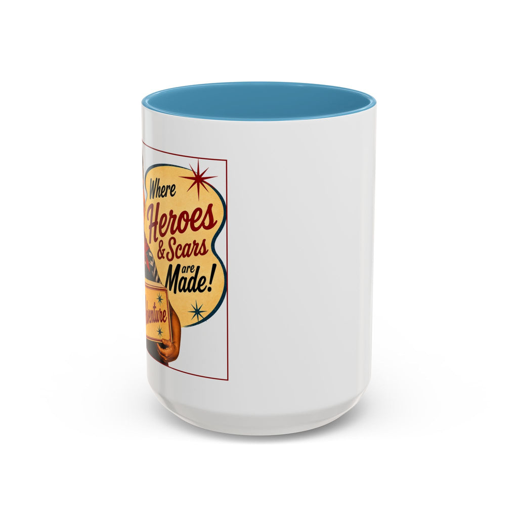 Retro 'Where Heroes & Scars Are Made' Accent Coffee Mug (11/15 oz)
