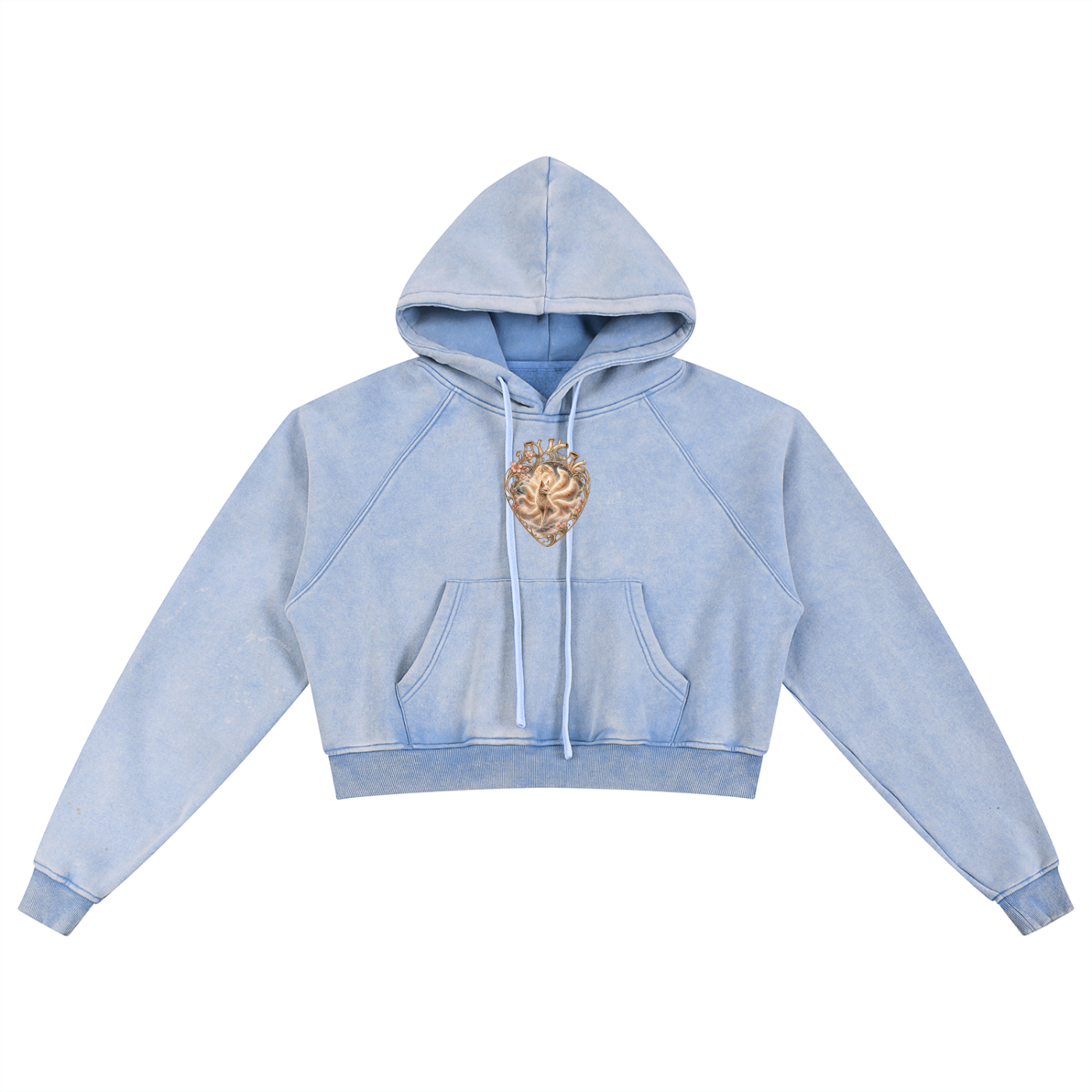 Nine Tail Snow Washed Cropped Hoodie