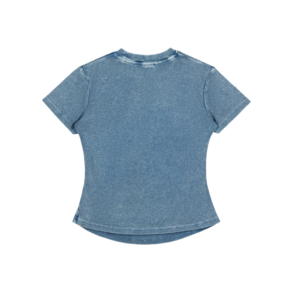 Crystal Heart Vintage Washed Bodycon Cotton T-Shirt