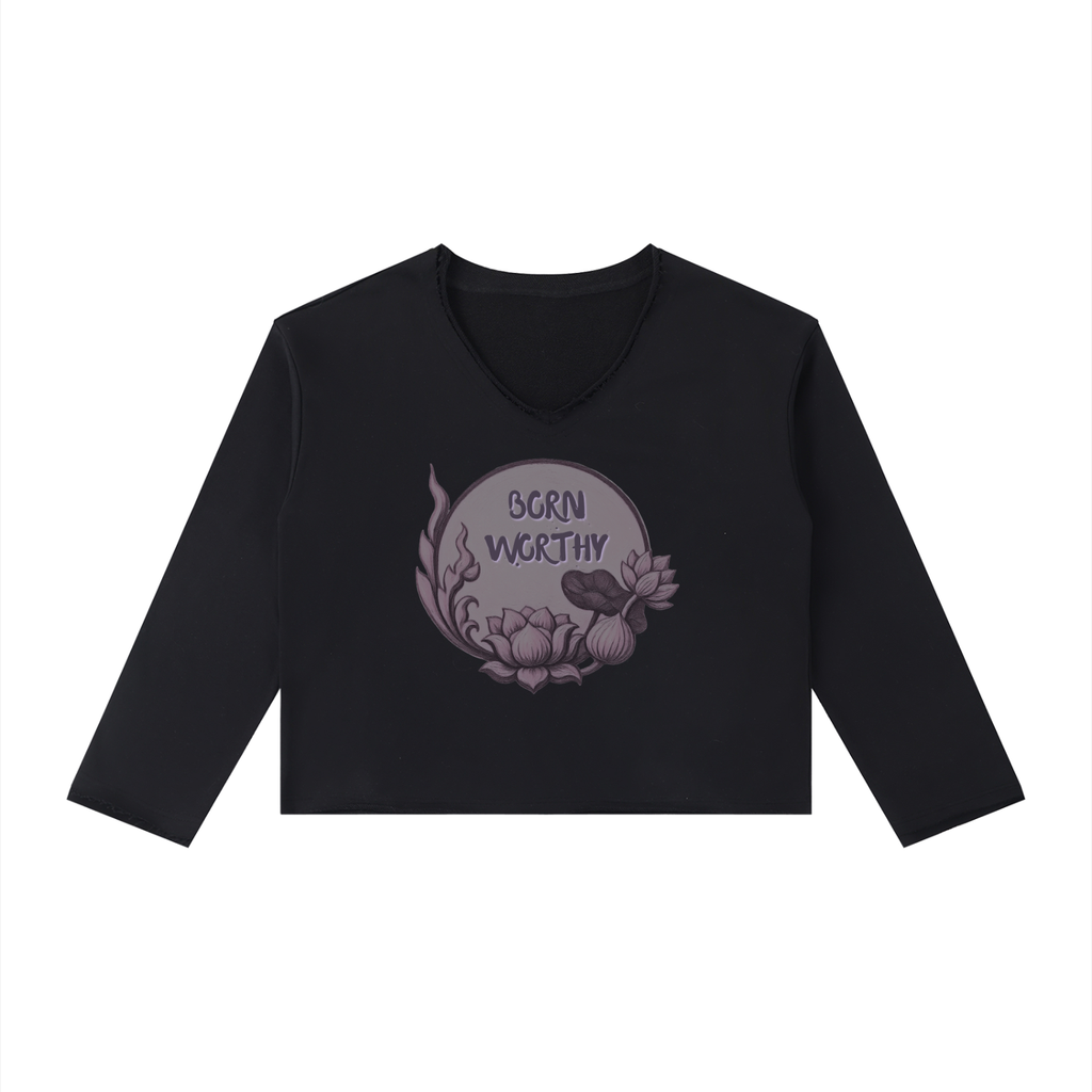 Born Worthy Women's Raw Hem Long Sleeve T-Shirt