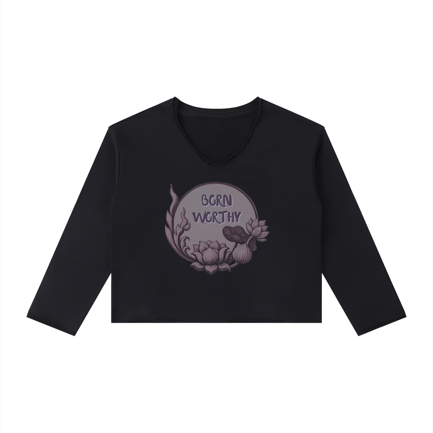 Born Worthy Women's Raw Hem Long Sleeve T-Shirt