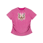 Fox Mask Vintage Washed Bodycon Cotton T-Shirt