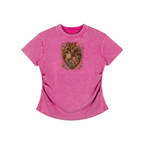 Crystal Heart Vintage Washed Bodycon Cotton T-Shirt