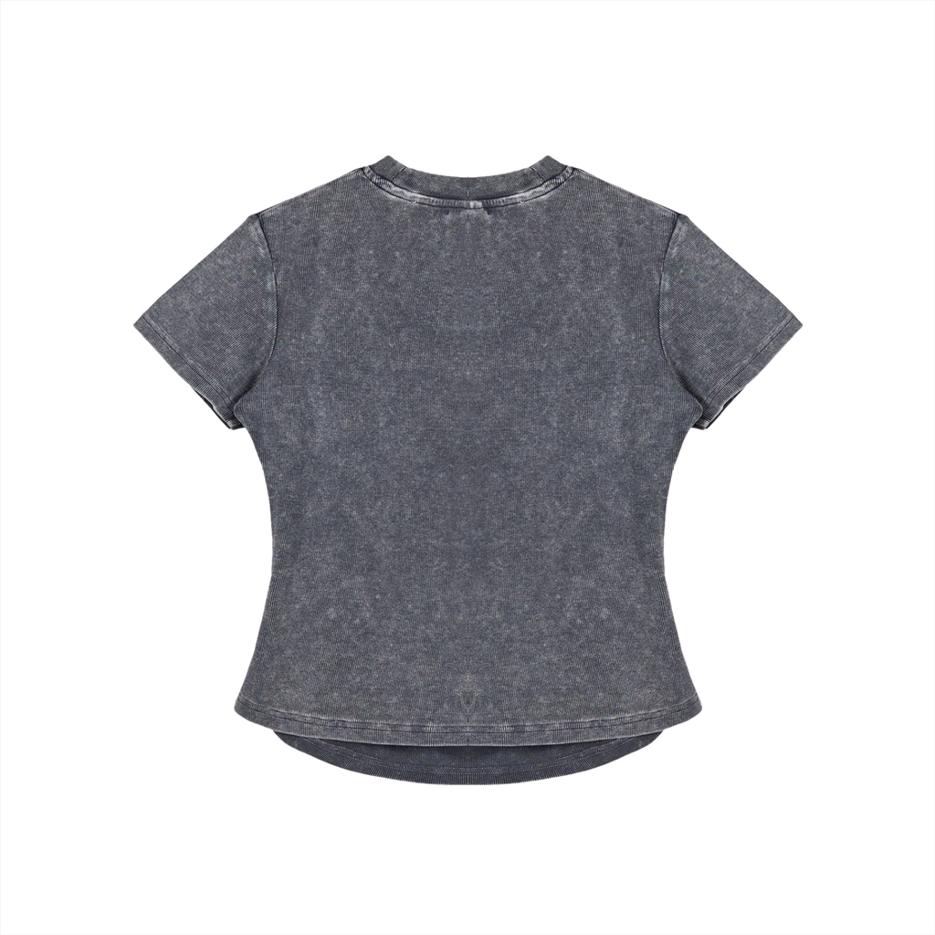 Crystal Heart Vintage Washed Bodycon Cotton T-Shirt