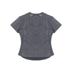 Crystal Heart Vintage Washed Bodycon Cotton T-Shirt