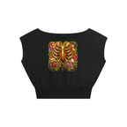 Floral Ribcage Women’s Boatneck Raw Edge Crop T-Shirt