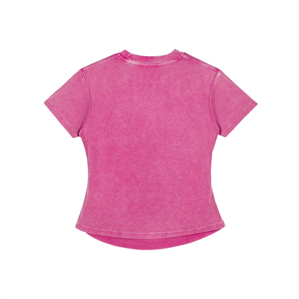 Crystal Heart Vintage Washed Bodycon Cotton T-Shirt