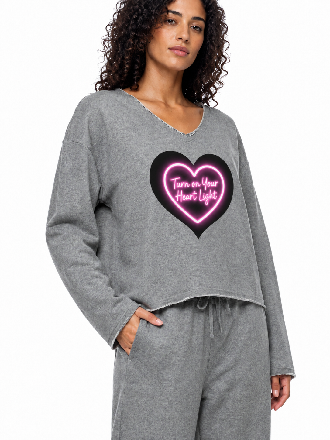 Heart Light Women's Raw Hem Long Sleeve T-Shirt