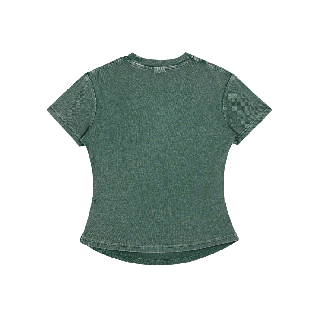 Crystal Heart Vintage Washed Bodycon Cotton T-Shirt